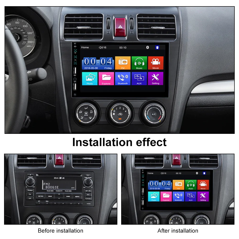 1Din 7inch Car Multimedia Player Radio FM Android Auto Carplay Rear View Camera Function SWC Colorful Backlight