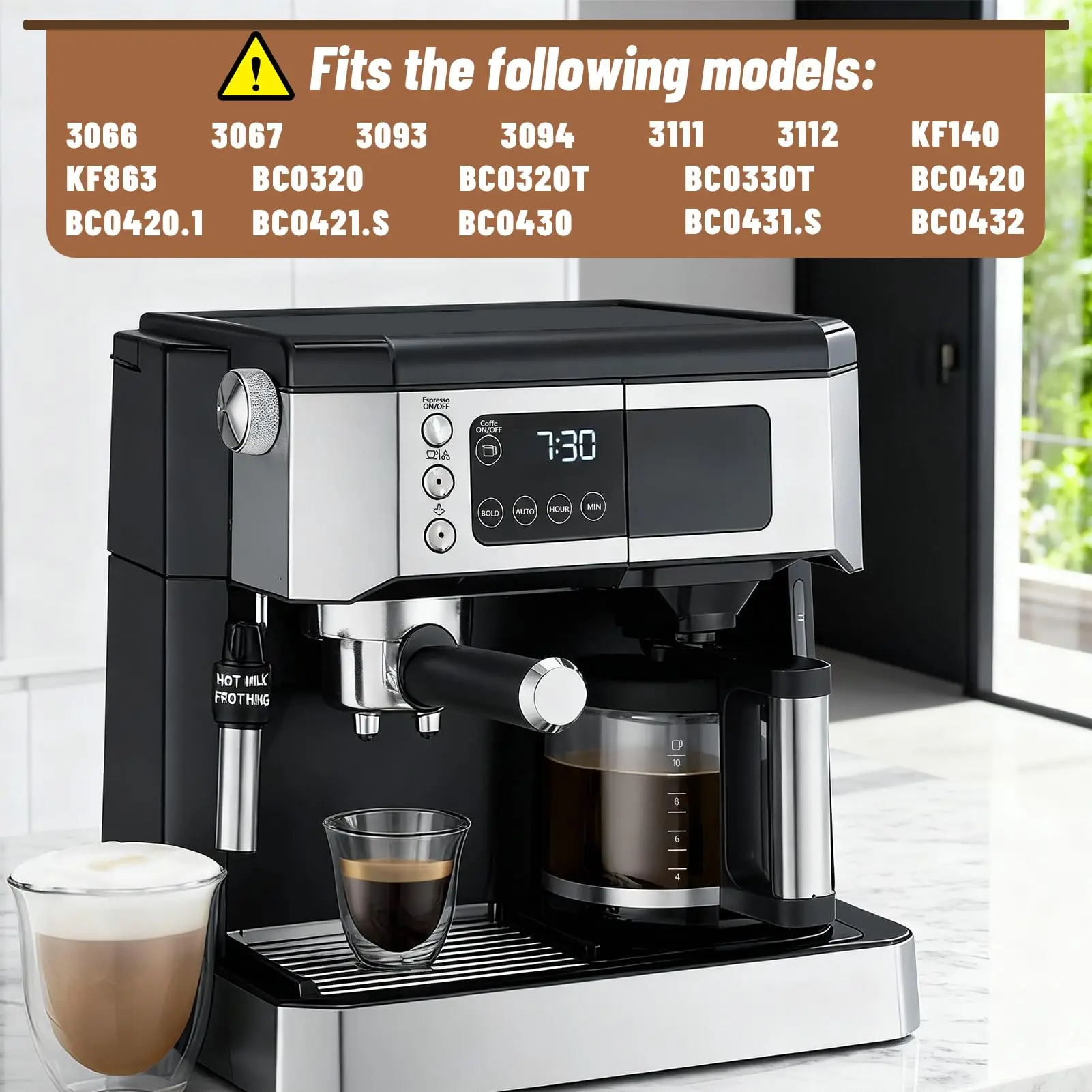 

Glass Coffee Pot with Handle Drip Coffee Maker for De'Longhi COM532M 3066 3067 3093 3094 3111 3112 KF140 KF863 & BCO Series