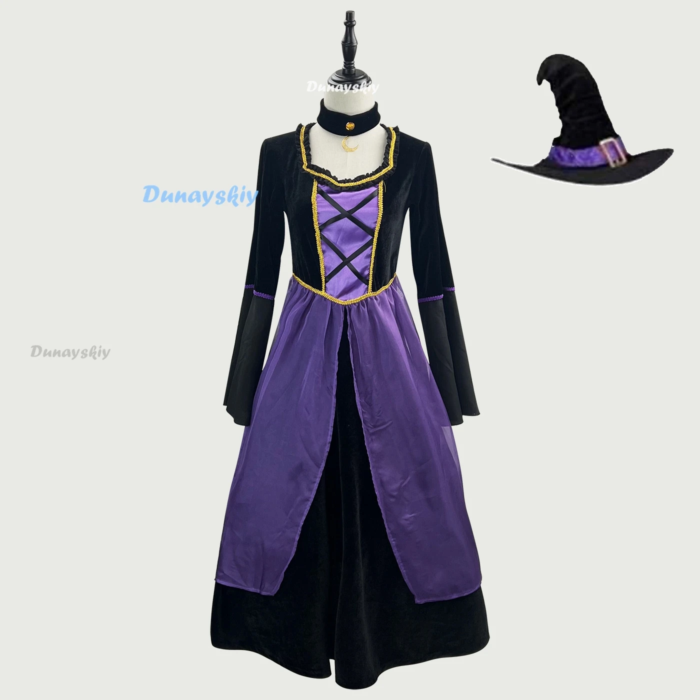 

Halloween Witch Cosplay Costume Fancy Dress Hat Wizard Witch Dress Party Cosplay Costume Dress Up Adult Witch Dress for Women