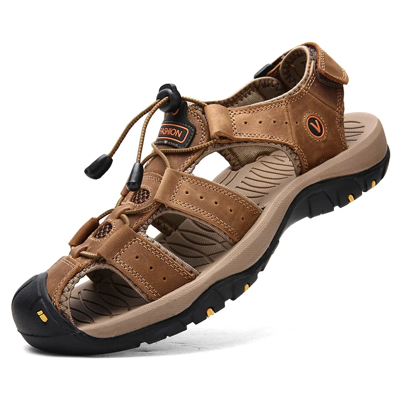 YUYIN Leather Men Sandals 2026 Summer Men's Shoes Outdoor Water Shoes Leather Sandals for Men Sandalias Treking Platform Sandals