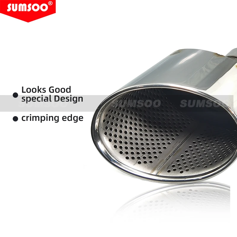 SUMSOO 1 Pair Car Exhaust Tip For Audi A4 A5 A6 A7 UP TO RS4 RS5 RS6 RS7 Muffler Tip Tailpipe 304 Stainless Steel Exhaust Pipe