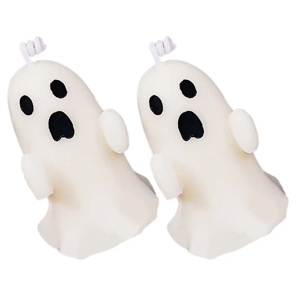 2Pcs Halloween Ghost Candles Reliable Material Fine Workmanship Adorable Scented Room Decor Spooky Tea Light Ghost Candles