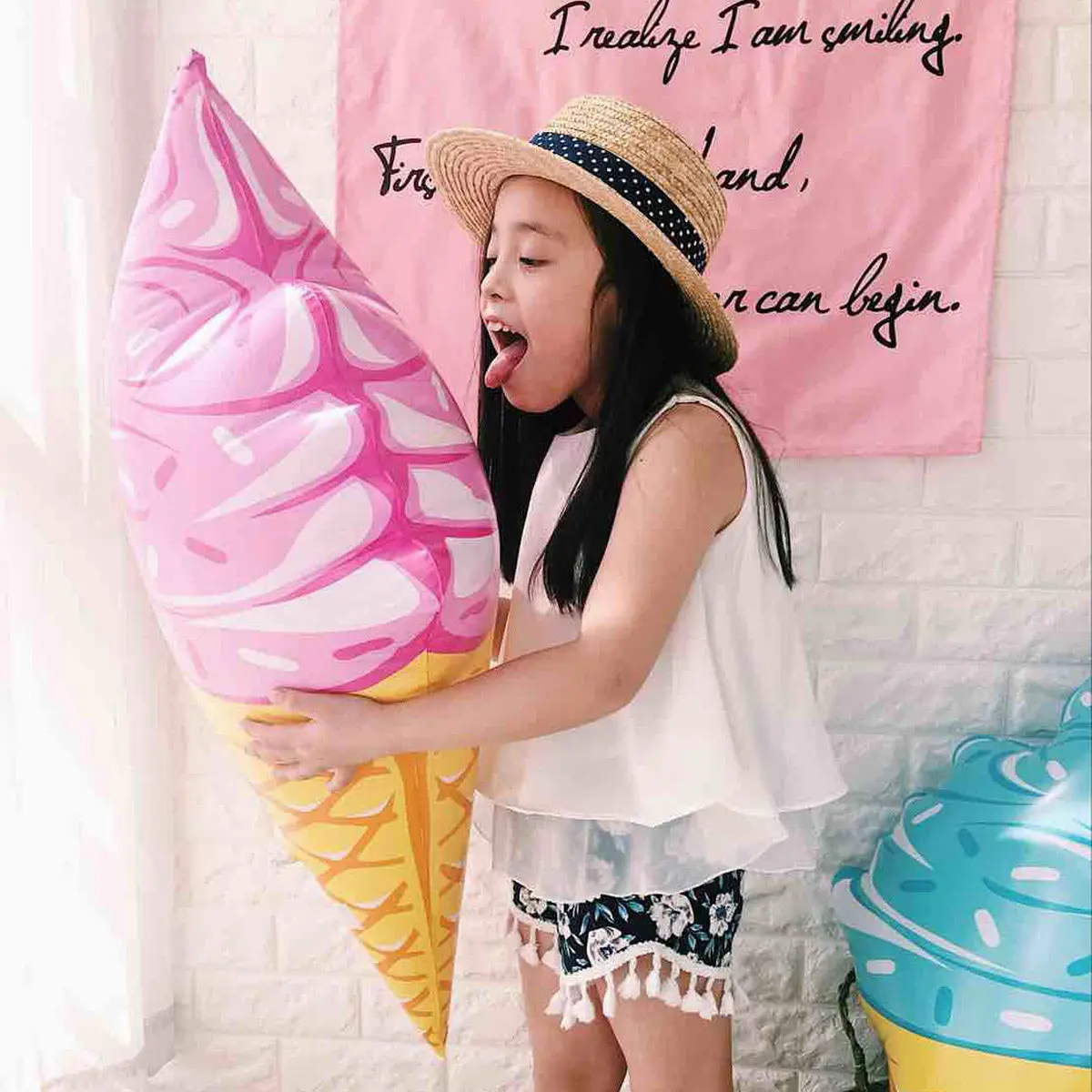 3Pcs Inflatable Ice Cream PVC Pool Float Heavy Duty Durable Material Swimming Beach Summer Fun Inflatable Pool Toys
