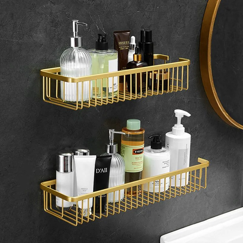 Wall Mounted Bathroom Shelf Aluminum Shampoo Cosmetic Storage Rack Brushed Gold Storage Organizer Rack Soap Cosmetic Shelf