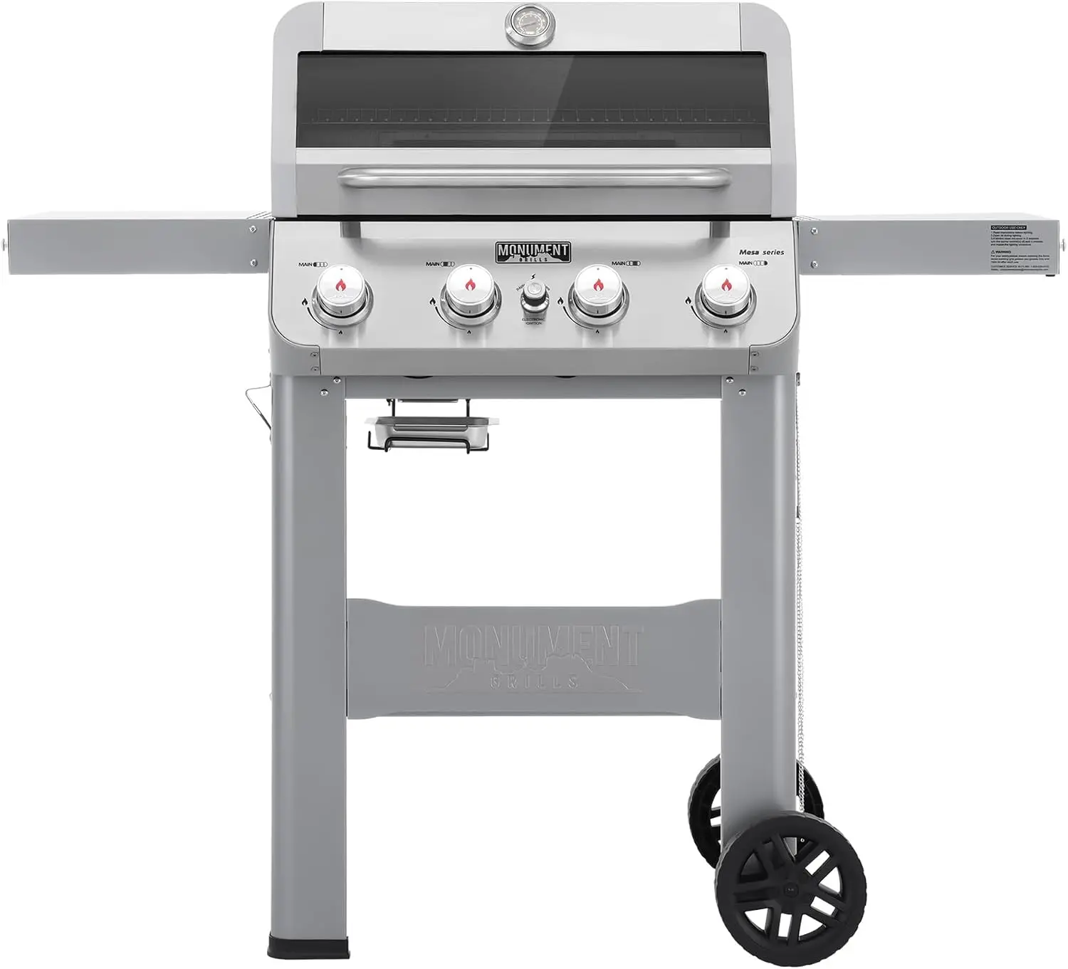 4-Burner Liquid Propane Gas Grill, Silver Stainless Steel Grill Outdoor Patio Garden Barbecue Grill with Clearview® Lid and One