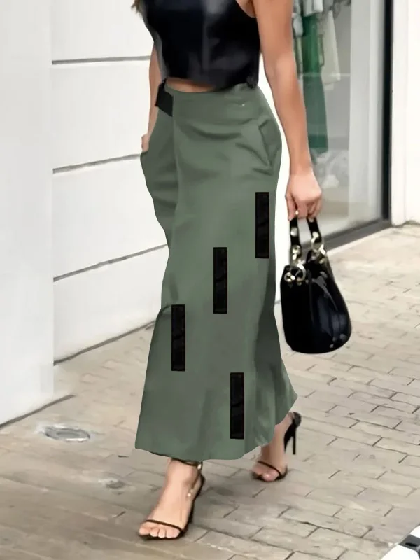 Gymystars Split-Joint Skirts Bottoms Fashion New A-Line Loose Asymmetric Pockets Solid Color Vintage Long Skirts for Women