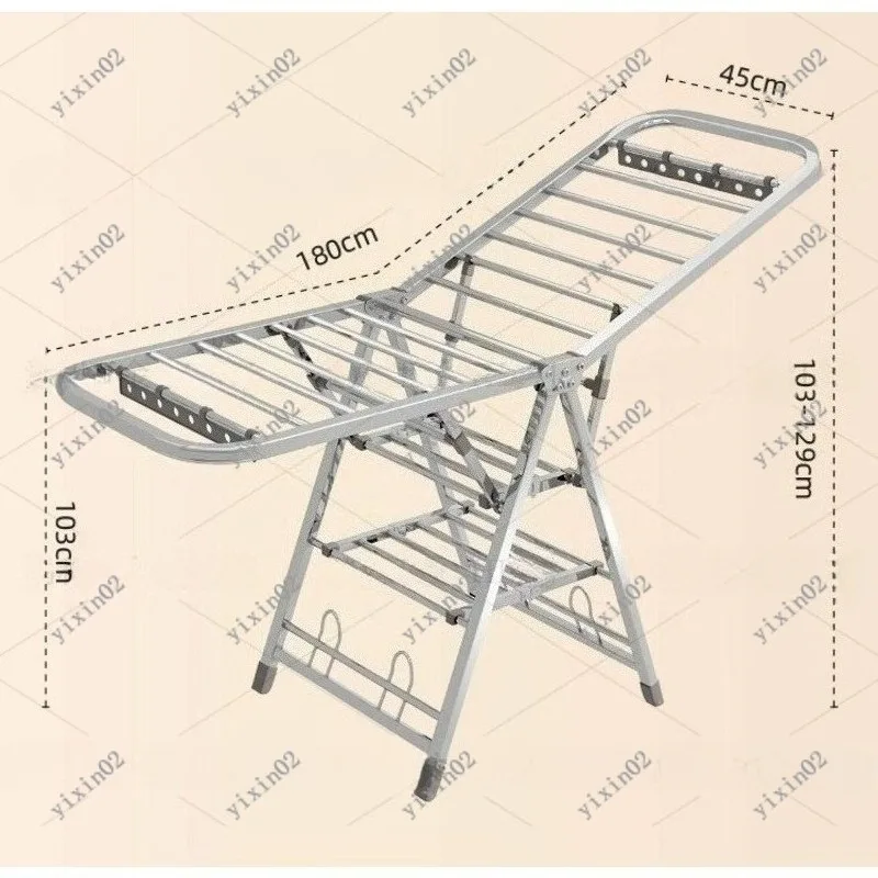 

Stainless Steel Winged Clothes Drying Rack Foldable Floor Movable Laundry Rack for Home Use