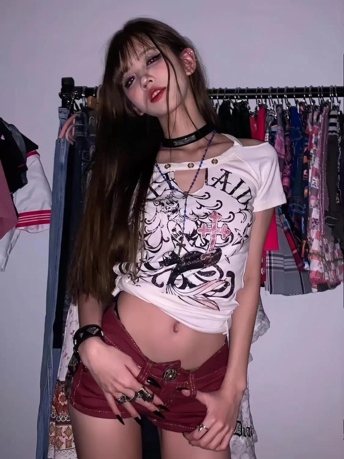 sexy leopard print red denim shorts women's summer retro low-rise hot pants ropa mujer y2k shorts jeans
