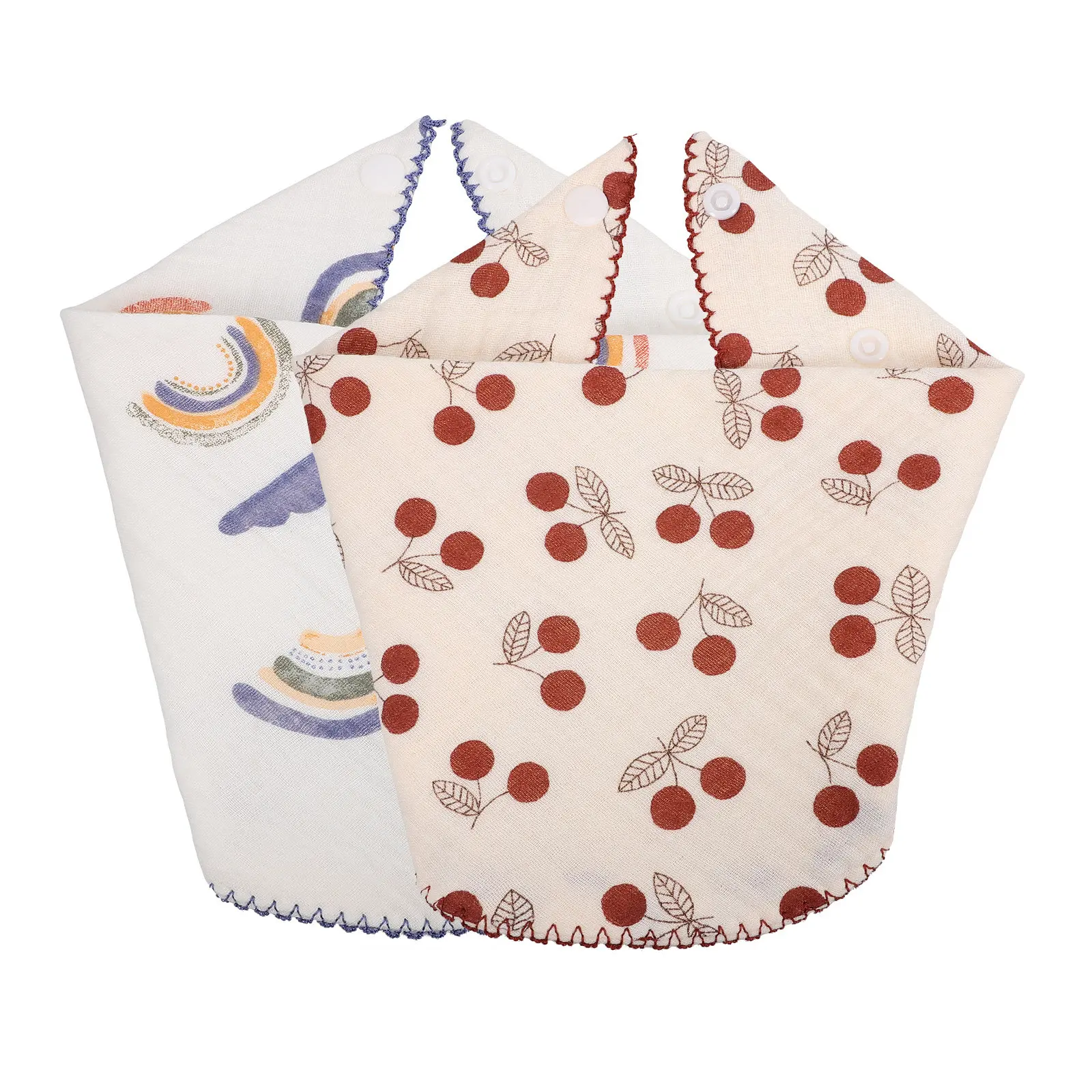 

2Pcs Baby Drool Bibs Soft Absorbent Cotton Muslin Bandana Bibs for Newborn Toddlers Feeding Drooling Spit-Up Burp Cloths