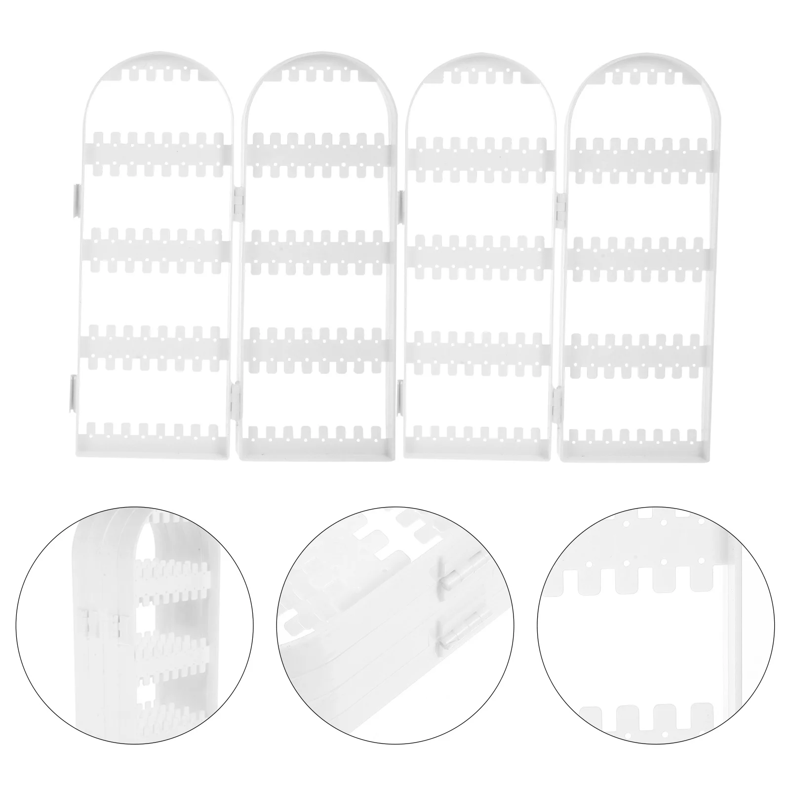 

Four-Part Transparent Jewelry Earring Holder Folding Plastic Stand Ear Stud Display Screen Organizer for Home Business Storage