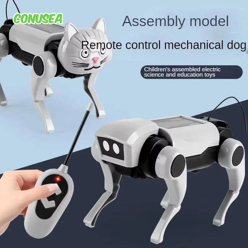 2 In 1 Rc Robot Puppy Dog Cat Remote Control Toys Diy Assembling Mechanical Animals Educational Toys for Children Boys Girls