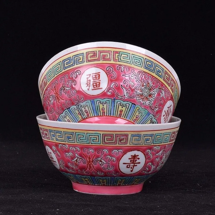 Chinese Vintage Keramische Kom 70's Verf Reliëf Rijstkommen Jingdezhen Porselein Servies Onderglazuur Lichtgevende Soep Noodle Kommen
