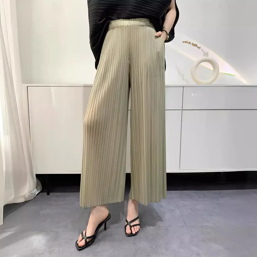 

Pleats Pleated 2024 Autumn New Pleated Pants Women Straight Wide Leg Trousers Comfortable Casual Work Pleat Niche Women Clothing