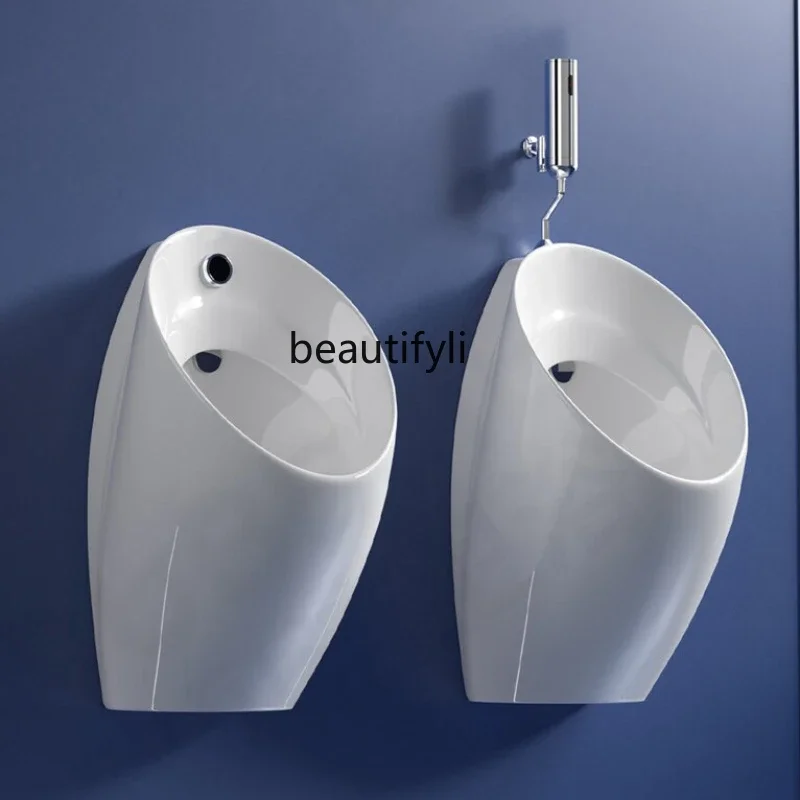 

Household Hand-Feeling Integrated Urinal Black Wall-Mounted Automatic Flushing Gray Urinal