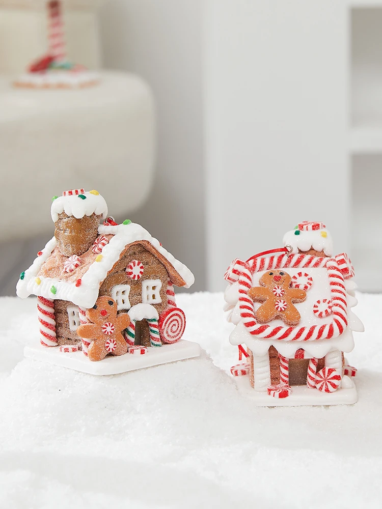 Christmas light cookie small house, bell, cookie cup polymer clay material for window home decoration, Christmas tree