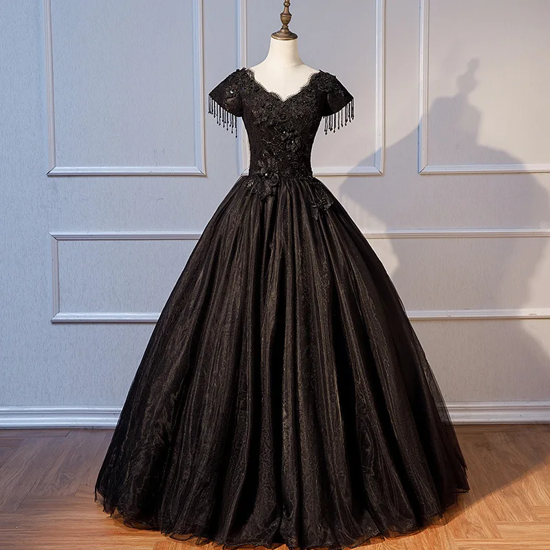 

Черное бальное платье по индивидуальному заказу, платья Quinceanera, аппликации, платья для выпускного вечера, дня рождения, вечернее платье Vestido De Anos Sweet 16,