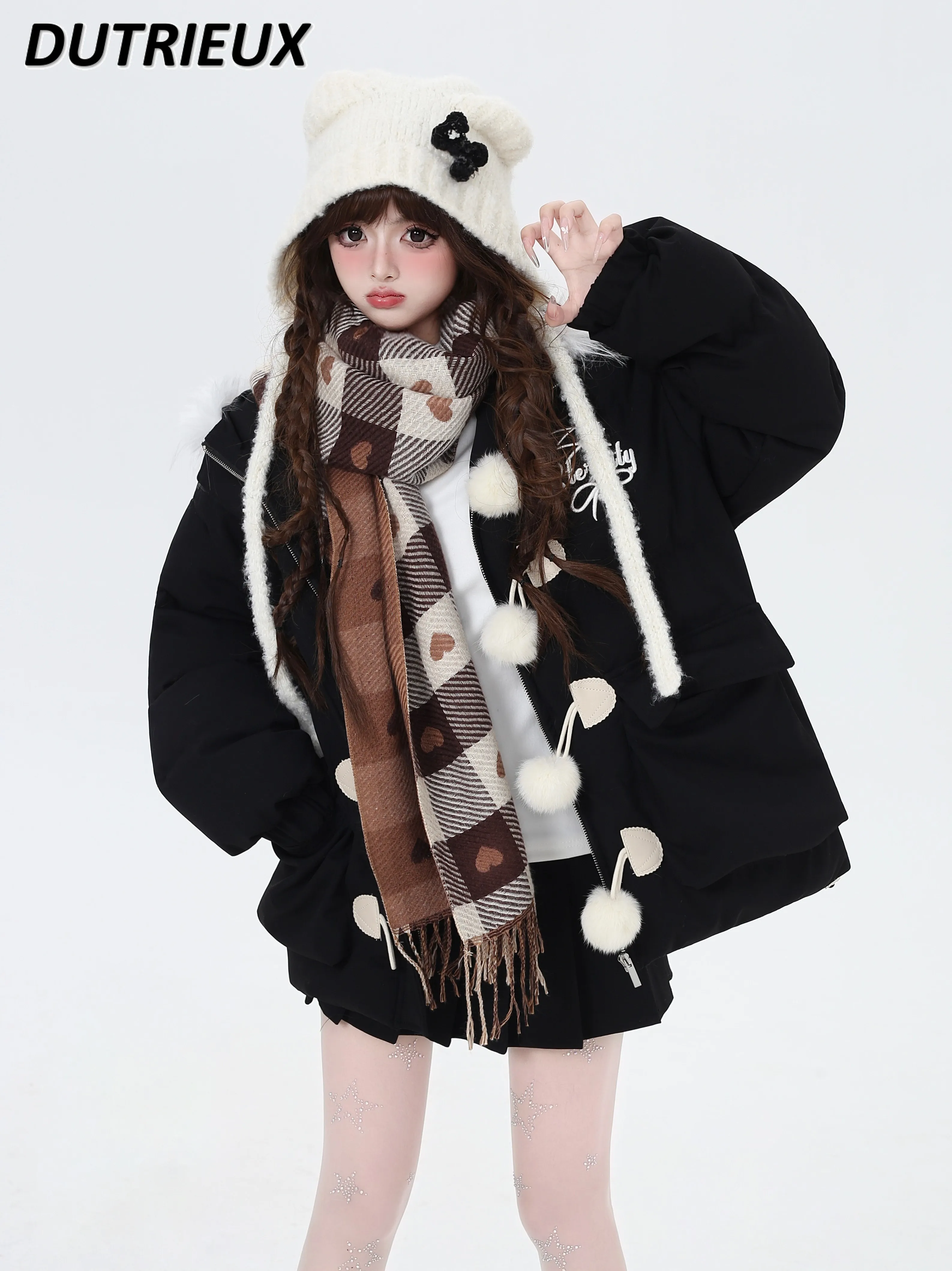 Casual Jackets Sweet Girl Parkas Cute Velvet Thickened Loose Fur Collar Cotton Jacket Fashion Winter New Women's Warm Coats