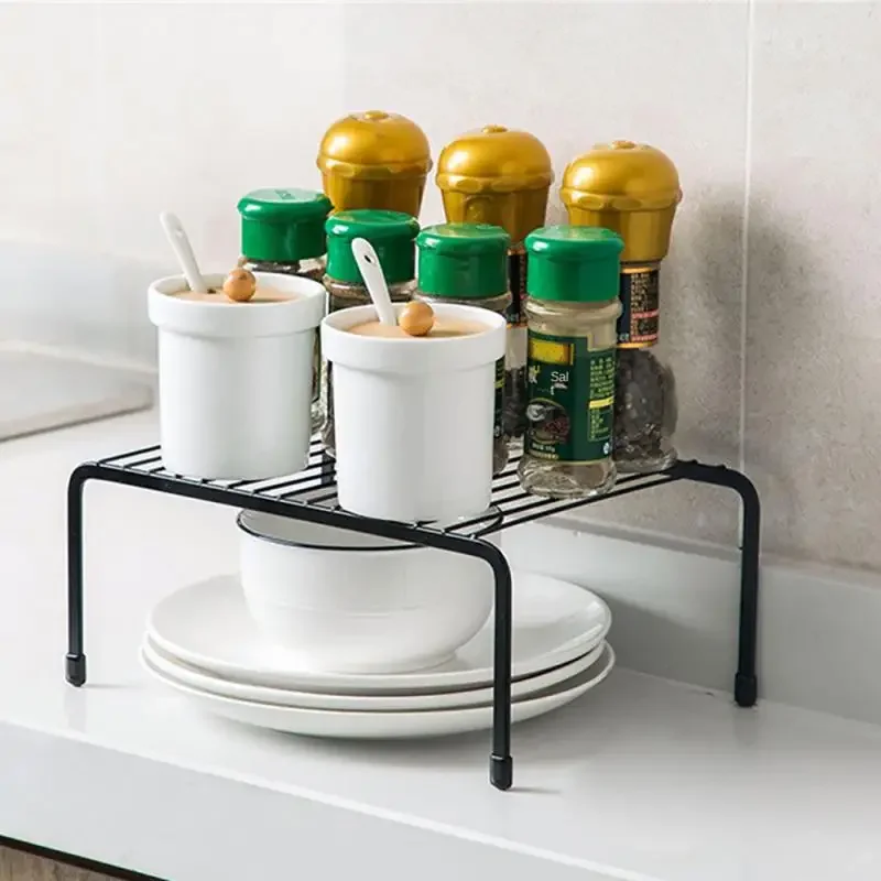 Iron Kitchen Storage Rack Closet Shelf Dish Drying Rack Spice Jars Holder Seasoning Bottles Shelves Spice Rack Kitchen Organizer