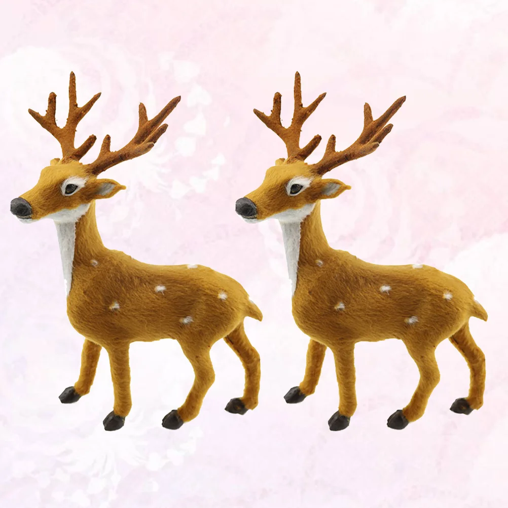 

2Pcs 15Cm Sika Deer Ornament Detailed Christmas Desktop Decoration for Home Office Mall Festive Holiday Display Xmas Gift Idea