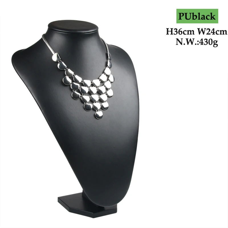 Luxury Black PU Leather 6 Options Mannequin Shape  Jewelry Display Bust Stand For Counter Showcase Necklace Pendant Show Holder