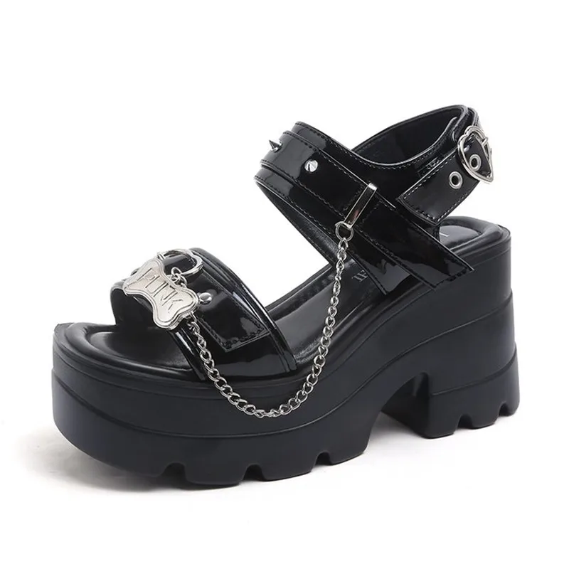 10CM New 2026 Punk Style Women's Sandals Comfort Summer Beach Shoes Heels High Platform Slippers Woman Open Toe Pumps Size 35-42