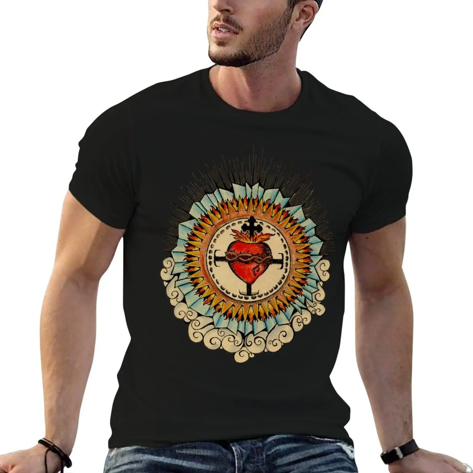 

Sacred Heart of Jesus T-Shirt cotton t shirt man man t shirts for men casual T-Shirt
