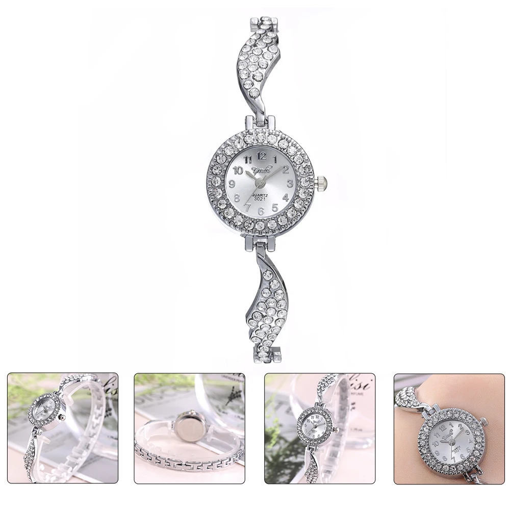 

1pc Rhinestone Wing Bracelet Watch for Women Bangle Quartz Alloy Elegant Slim Wristwatch Durable Gift Party Daily Wear for Woman