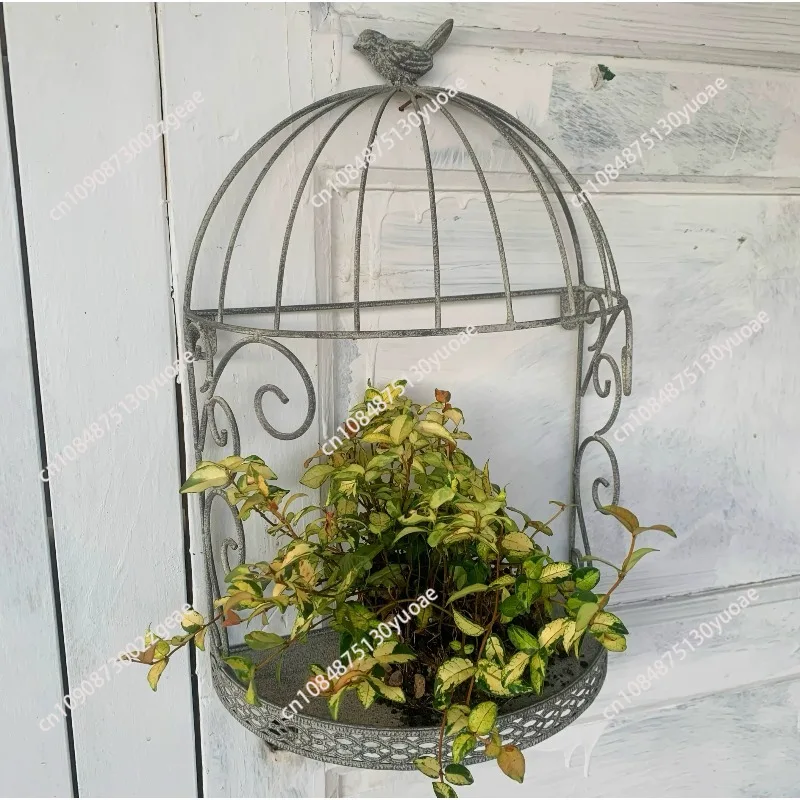 Rustic Vintage Metal Ornamental Half Birdcage for Organization, Tabletop Free Stand or Wall Hanging