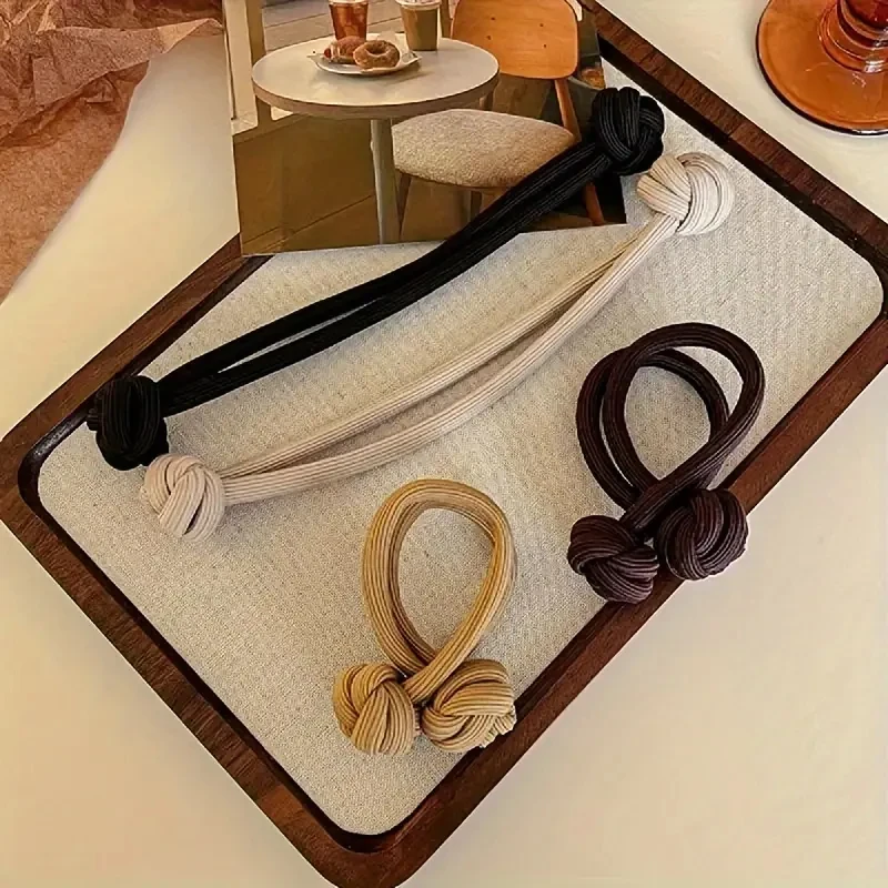4pcs Knotted Hair Tie High Elasticity Hair Rope Bands Solid Color Hair Ring Durable Ponytail Holder Hair Accessories For Women