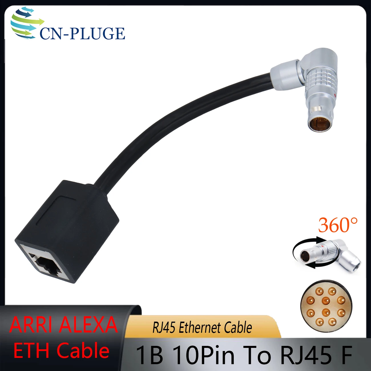 ARRI ALEXA (Male) 1B 10 Pin to RJ45 Ethernet (Female) Camera Control Cable， Data adapter cable