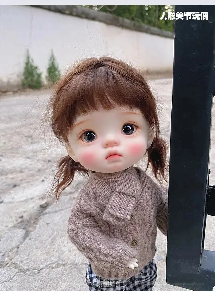 New sd 25cm height Bjd doll 1/6 yuanbao qianqian cute humanoid naked joint movable resin bb doll dot girl fish Free shipping