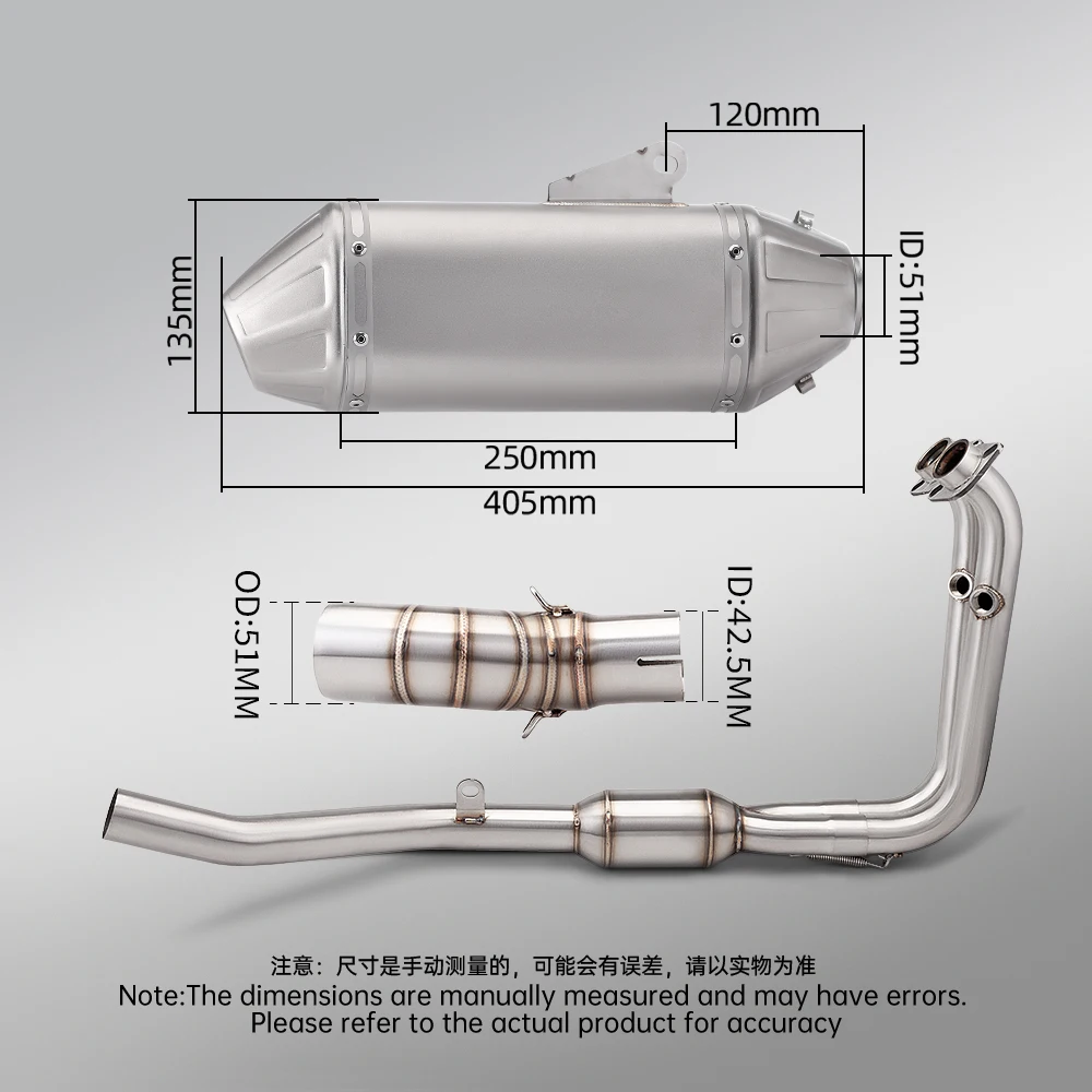 Motorcycle Engine Exhaust Muffler System Header Manifold for 450MT,450SR,450NK slip on T148 exhaust system