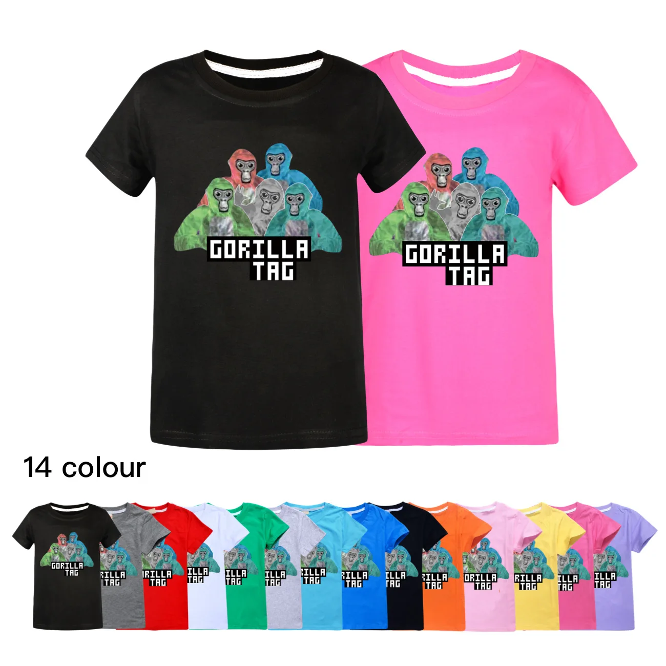 

Gorilla Tag Funny T Shirt Kids Monkey VR Game Clothes Baby Boys Summer Short Sleeve Tops Teenager Girls Cotton T-shirts 3265