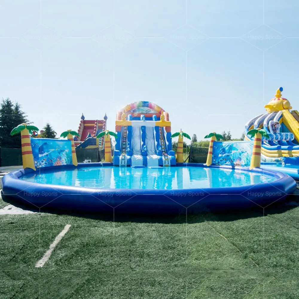New Design Land Water Park Inflatable Water Pool Park With Slide for Salepromote sales