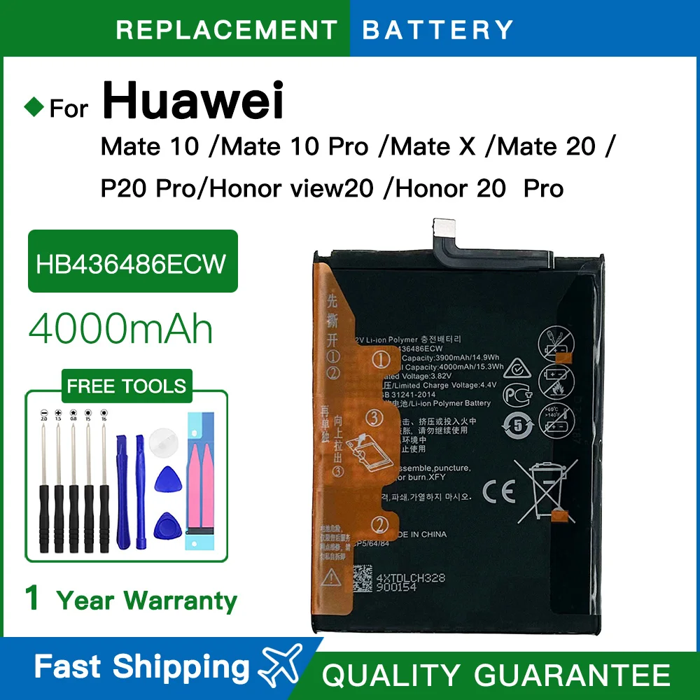 Brand new HB436486ECW 4000mAh Battery For Huawei Mate 10 Mate 10 Pro /P20 Pro AL00 L09 L29 TL00 batteria Battery +Free Tools