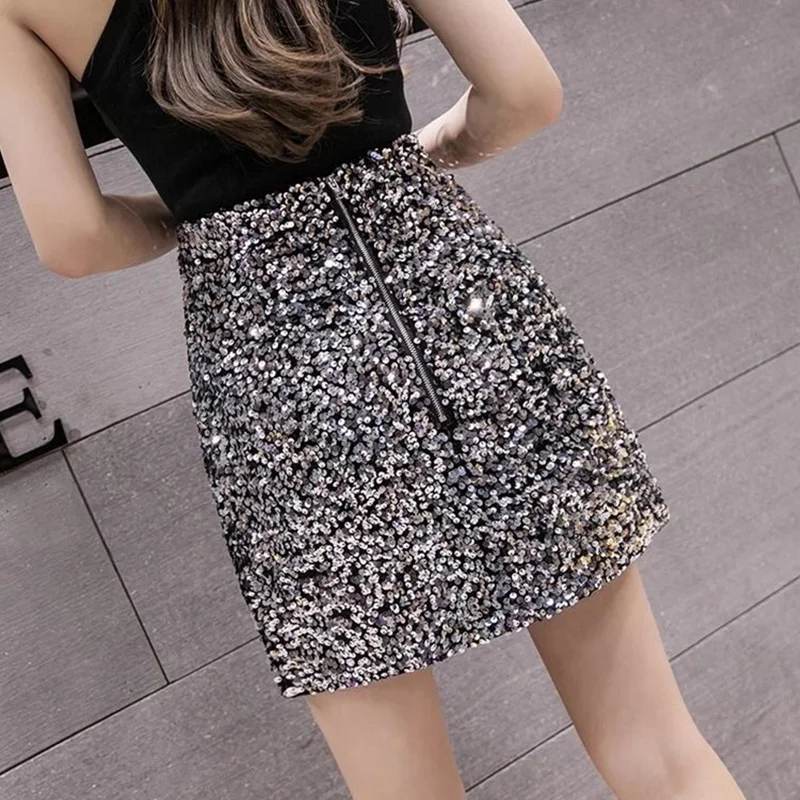 Sexy Sequins Skirts for Women Glitter High Waisted Sparkly Bodycon Spring Mini Skirts Night Out Party Clubwear Festival Outfits