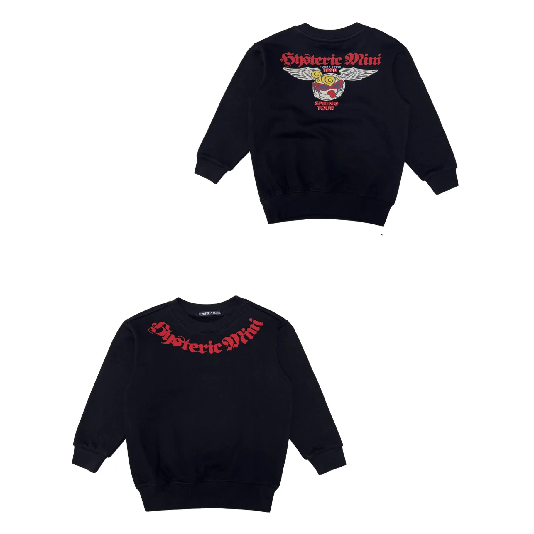 

2025 New Cartoon Children's Black Japanese Back Wing Badge Long Sleeve Hoodie Cartoon Letters Soft and Comfortable Hoodie