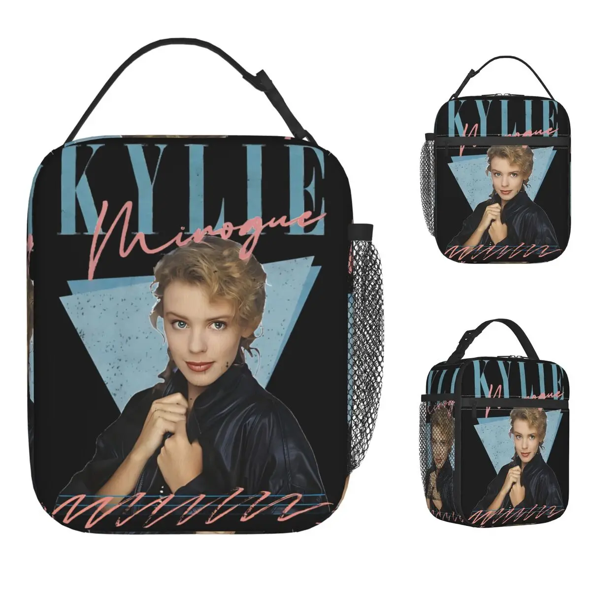 Kylie Borsa da pranzo retrò anni '80 Scatola da pranzo casual per bambini Picnic all'aperto Comoda borsa termica Borse da pranzo termiche con stampa Oxford