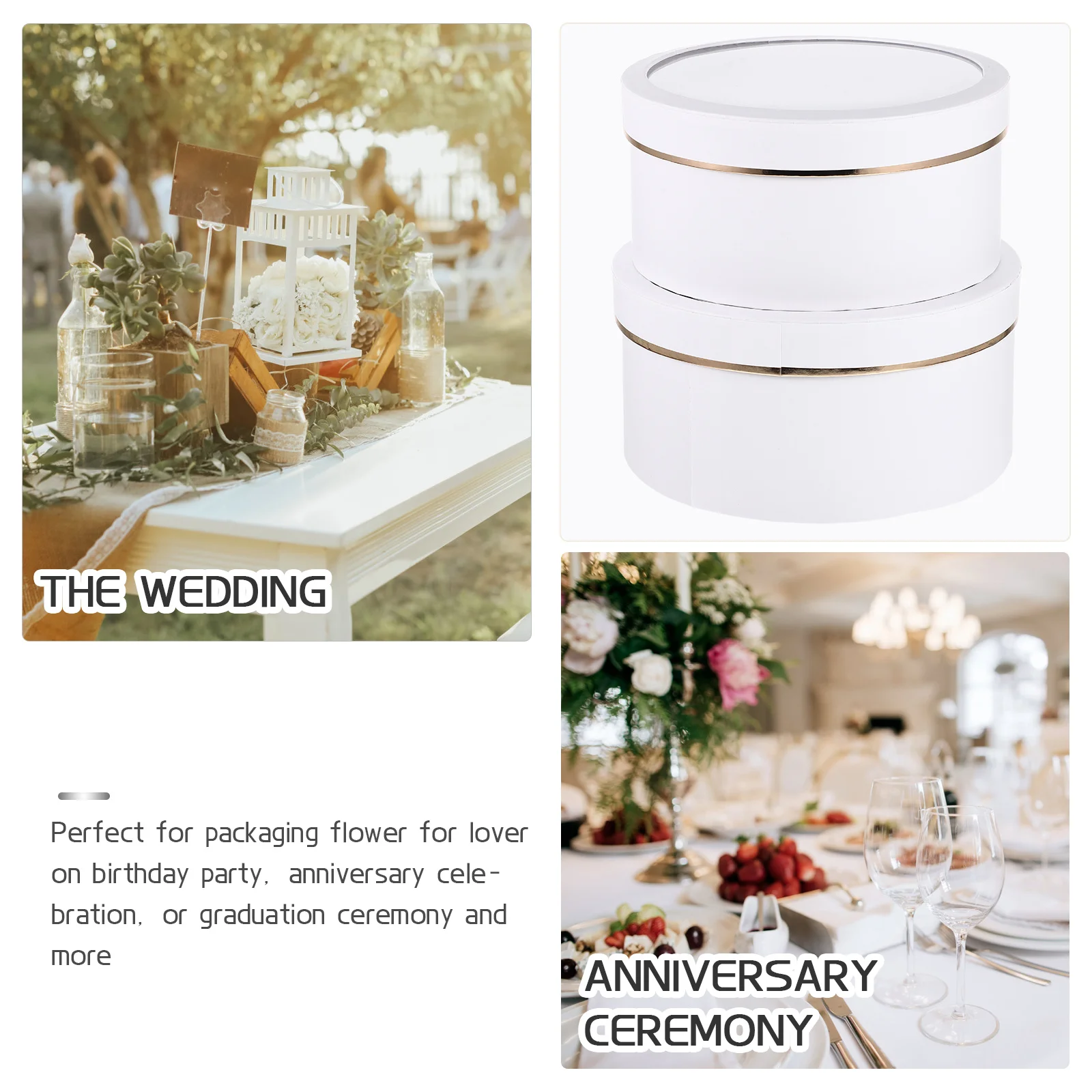 

2Pcs Flower Arrangement Box Elegant Valentine Packaging Box for Special Occasions Festivals Wedding Party Events