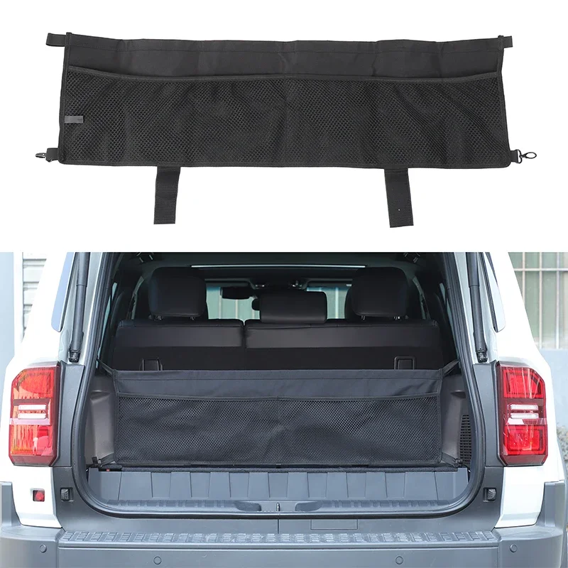Polyester Black For Toyota Land Cruiser Prado 250 LC250 2024-2025+ Car Trunk Tool Storage Mesh Pocket Car Interior Accessories
