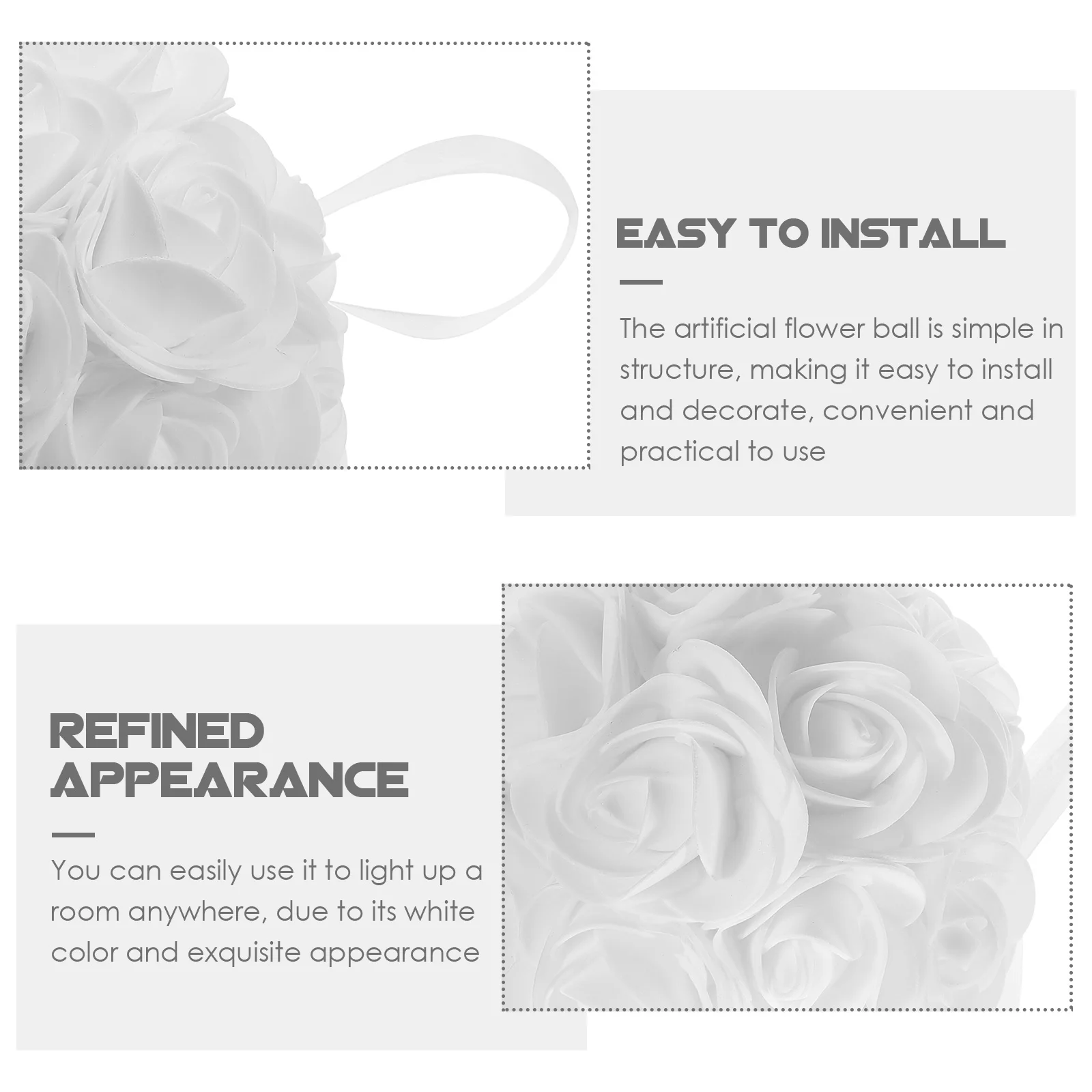 

Rose Flower Ball Artificial Hanging Ornament for Wedding Party Decor, Decorative Fake Floral Centerpiece, DIY Wall Door