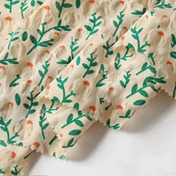 100% Cotton Branch Flower Bubble Printed Fabric Shirt Dress Diy Sewing Fabric By Half Meter
