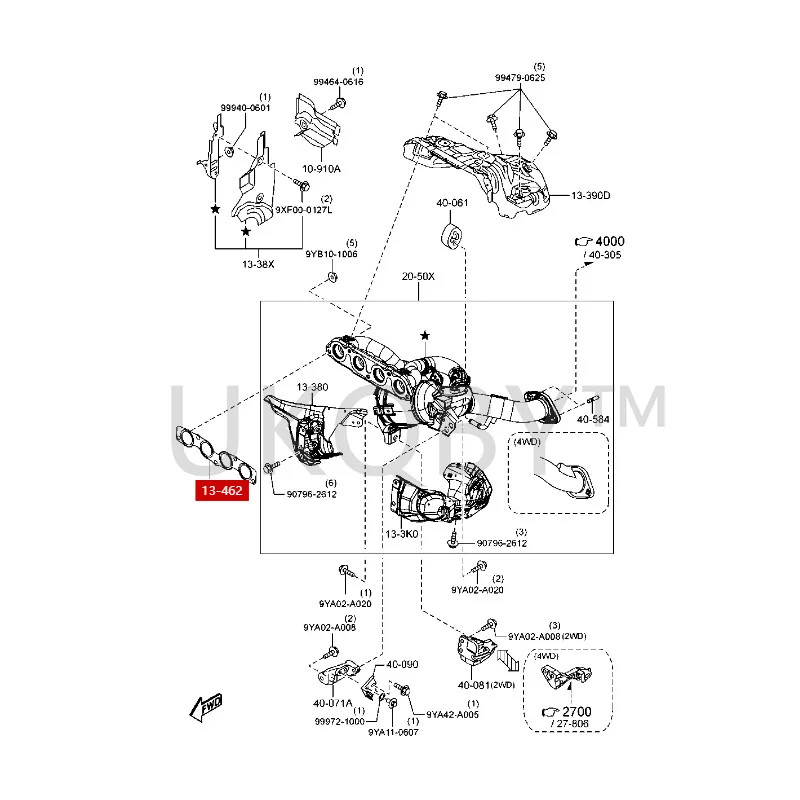PY4913460 Suitable for Ma zd a Enclave Atenza Inlet and exhaust manifold gasket manifold gasket