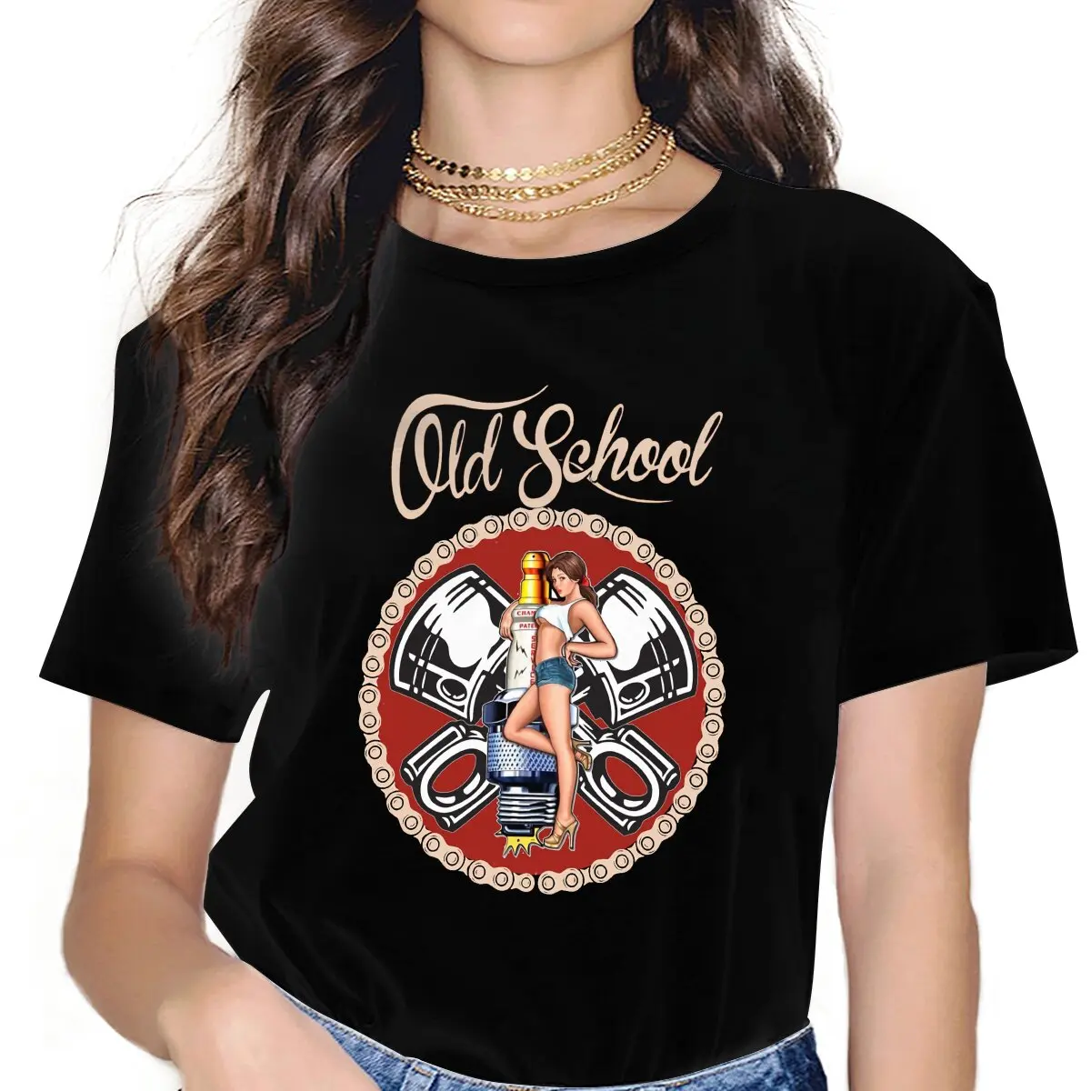 Vintage Old School Women's T Shirt Pin Up Girl Girls Tees Harajuku Polyester Tops Graphic Tshirt y2k Fashion