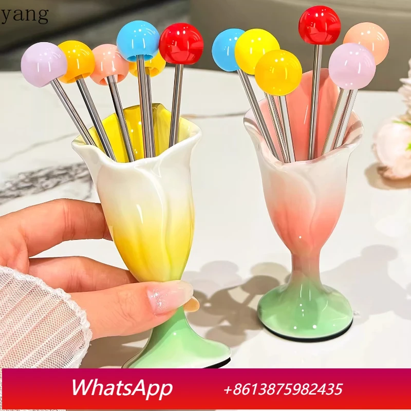 

LMM Household High Value Stainless Steel Dessert Small Fork Premium Fruit Stick