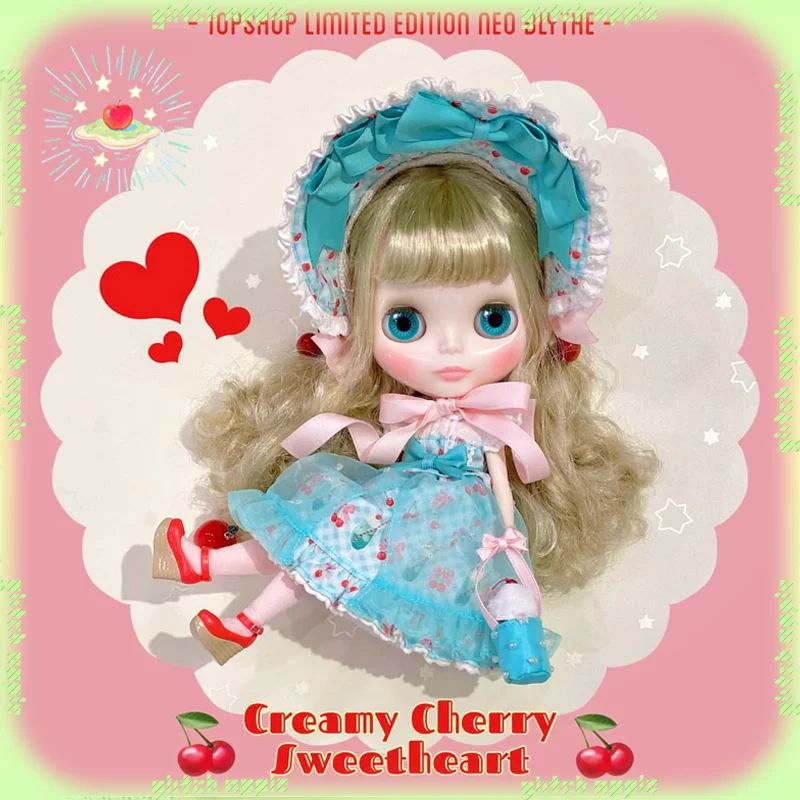 กล่องของขวัญท็อปซ็อป ลิมิเต็ด บลายธ์ บีเจดี ซีรีส์ครีมสวีทเชอร์รี่ พร้อมบรรจุภัณฑ์พิเศษ เหมาะสำหรับนักสะสมตุ๊กตา ของขวัญคริสต์มาส