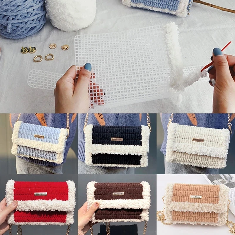 

DIY Handcraft Bag Making Materials Creative Weaving Bag Latch Hook Mesh Cloth Wool Bags Practical Bag Making Sewing Accessories