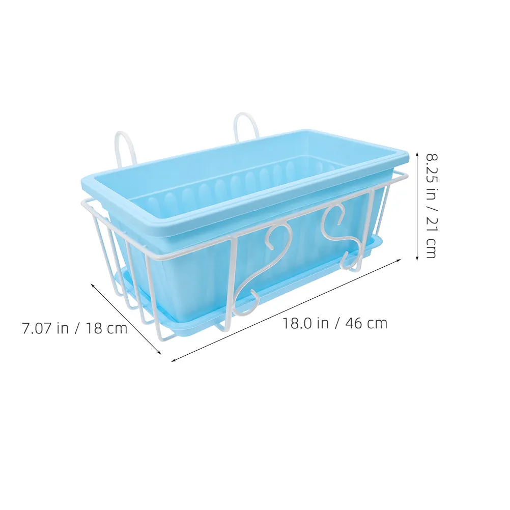 1Set Rectangular Hanging Planter Box for Windowsill Balcony Herb Vegetable Succulent Flower Gardening Resin Iron Plant Pot with