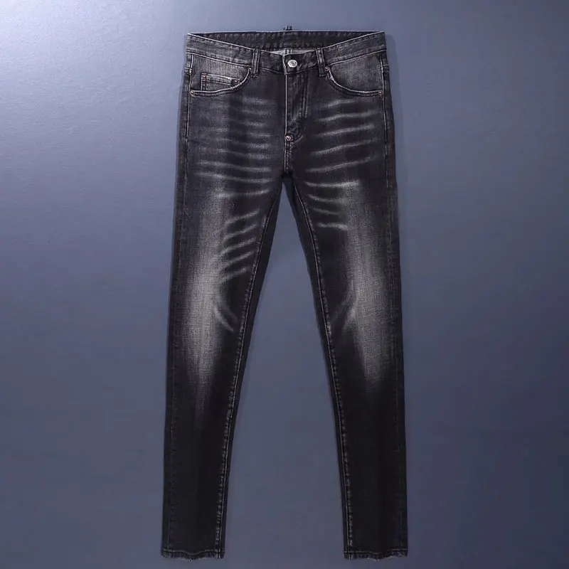 High Street Fashion New Jeans Wrinkle Washed Nostalgic Stretch Washed Retro Black Jeans Designer Hip Hop Brand High Quality Jean