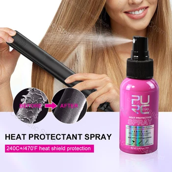 PURC Spray de protección térmica aceite de coco suave protección contra el calor Spray imprimación térmica sin enjuague tratamiento térmico cuidado profesional del cabello